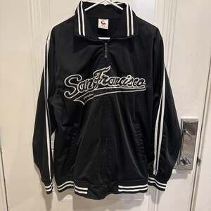GOGO SPORTS San Francisco Men's Black & White Embroidered Full Zip Jacket